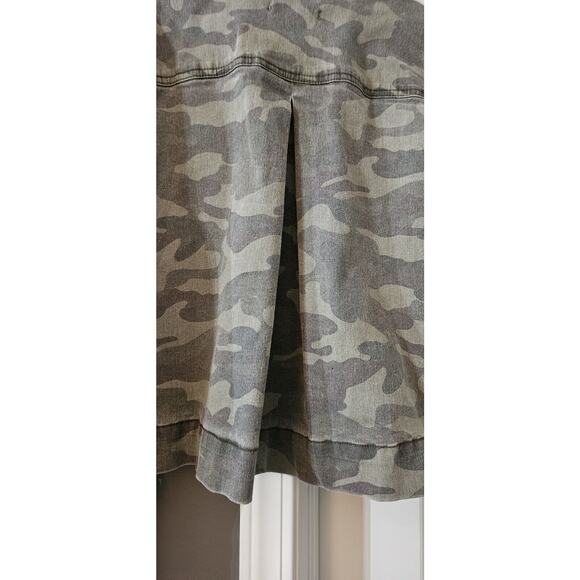 Copper Key Womens Medium Green Camo Semi Cropped Jacket Flap Pockets Button Down - Picture 6 of 8